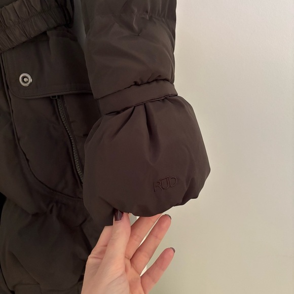 Rud by Rudsak Puffer Winter Coat Belted Dark Olive Green Size S Down Feather - Picture 4 of 10